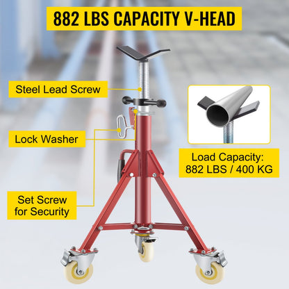 VV-P-1107AV - Adjustable Pipe Stand, 28-52 inches, 882 lbs, with Casters