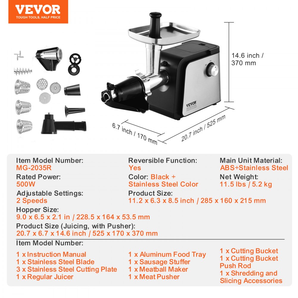 MG-2035R - 500W Electric Tomato Strainer & Multifunctional Kitchen Helper