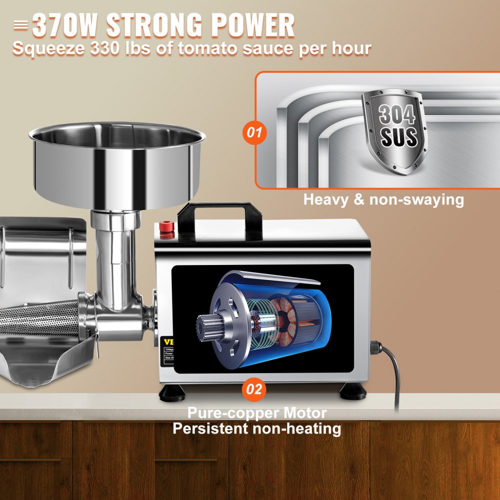 ETC-1C - 370W Electric Tomato Strainer for Quick Sauce Preparation