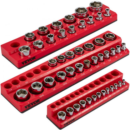 3SETR - Magnetic Socket Organizers for 68 SAE Sockets, Rubber Backing