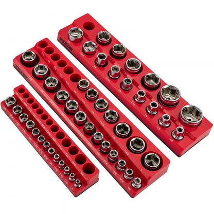 3SETR - Magnetic Socket Organizers for 68 SAE Sockets, Rubber Backing