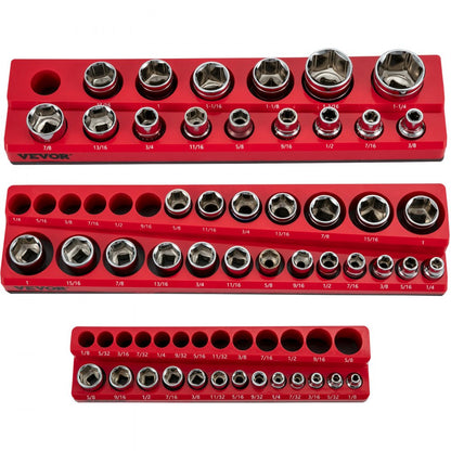 3SETR - Magnetic Socket Organizers for 68 SAE Sockets, Rubber Backing