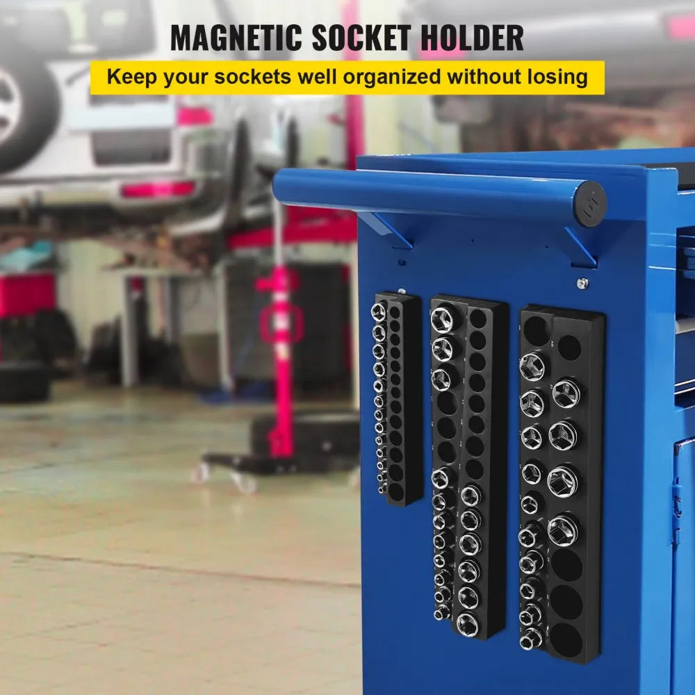 3SETBLACK - Magnetic Socket Organizer for 73 Slots, 14.7 x 3.5 x 1.62 Inches
