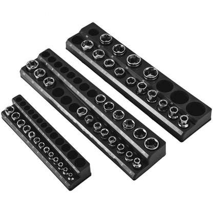 3SETBLACK - Magnetic Socket Organizer for 73 Slots, 14.7 x 3.5 x 1.62 Inches