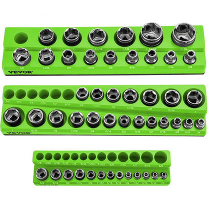 3SETG - 3-Piece Magnetic Socket Organizer Set for 68 SAE Slots