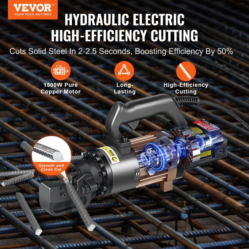 RC-22 - Electric Rebar Cutter Cuts 7/8" in 3 Seconds, Ergonomic Design