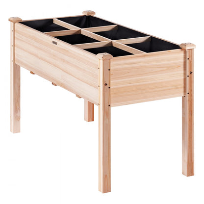 010389019866 - 47.2" Durable Fir Wood Raised Garden Bed with Partition & Tools