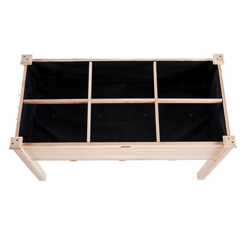 010389019866 - 47.2" Durable Fir Wood Raised Garden Bed with Partition & Tools