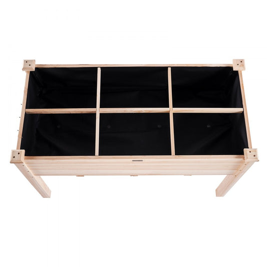010389019866 - 47.2" Durable Fir Wood Raised Garden Bed with Partition & Tools