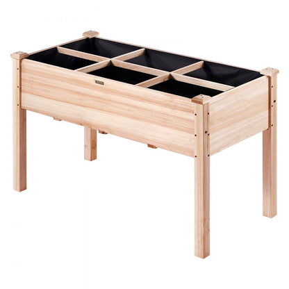 010389019866 - 47.2" Durable Fir Wood Raised Garden Bed with Partition & Tools