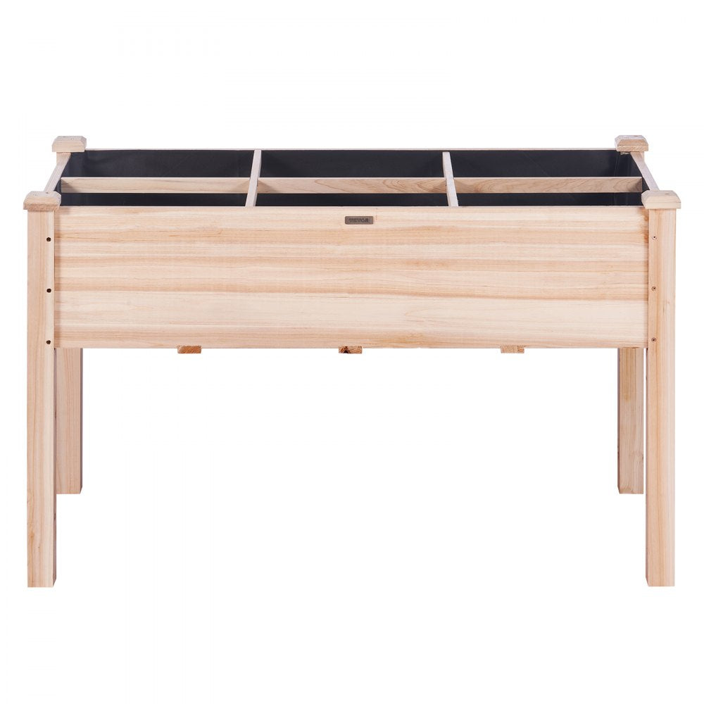 010389019866 - 47.2" Durable Fir Wood Raised Garden Bed with Partition & Tools