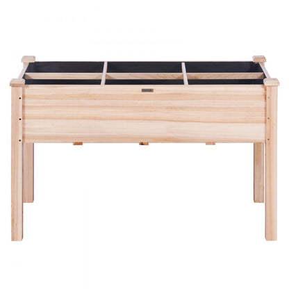 010389019866 - 47.2" Durable Fir Wood Raised Garden Bed with Partition & Tools