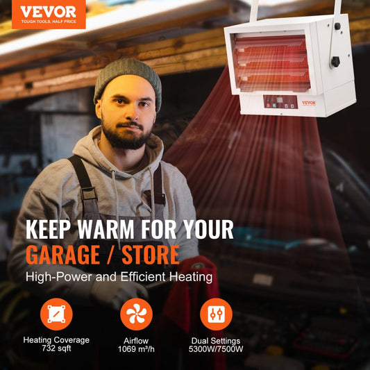 BGP2102-75R - 7500W VEVOR Garage Heater with Remote & Timer