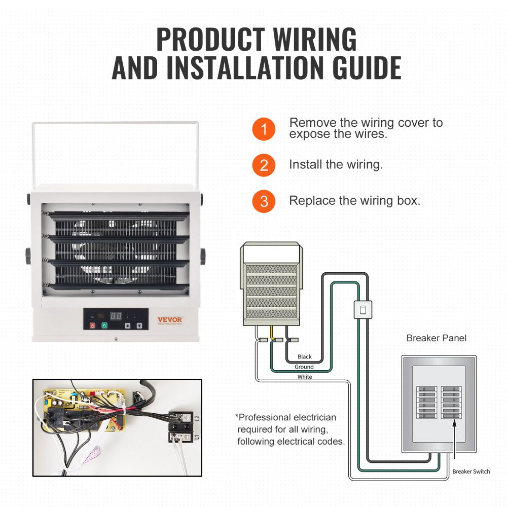 BGP2102-50R - 5000W VEVOR Electric Heater for 538 Sq Ft Spaces