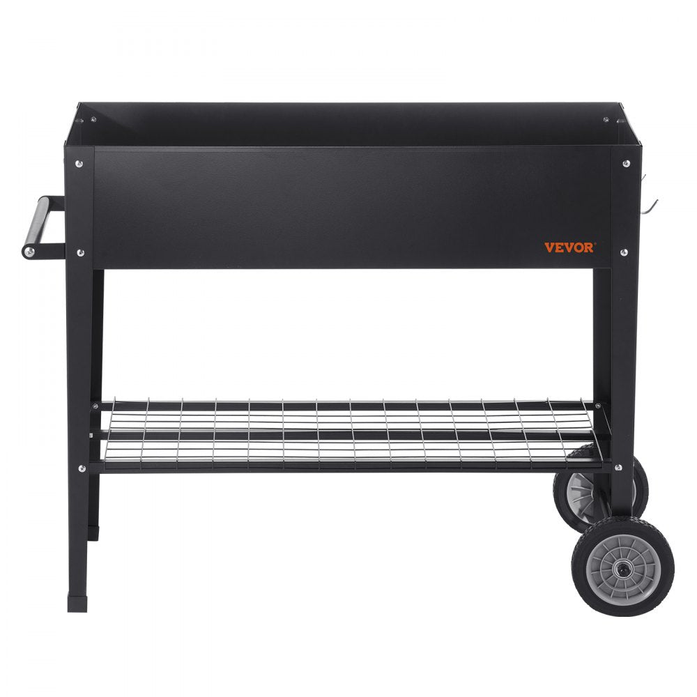 010590652693 - Elevated 42.5" Galvanized Metal Garden Bed with Mobile Design