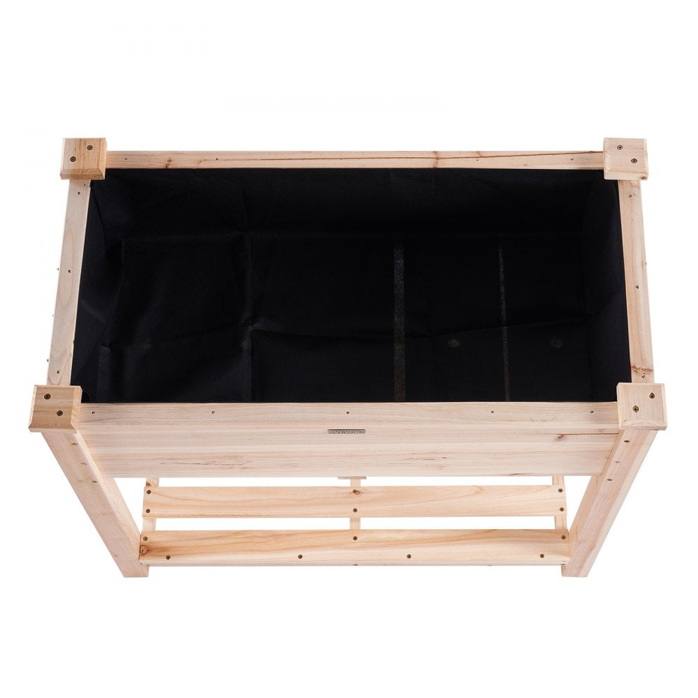 010373403983 - 33.9" Wooden Raised Garden Bed Planter with Tools and Drainage