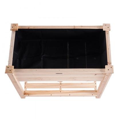 010373403983 - 33.9" Wooden Raised Garden Bed Planter with Tools and Drainage