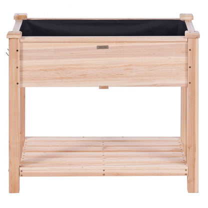 010373403983 - 33.9" Wooden Raised Garden Bed Planter with Tools and Drainage