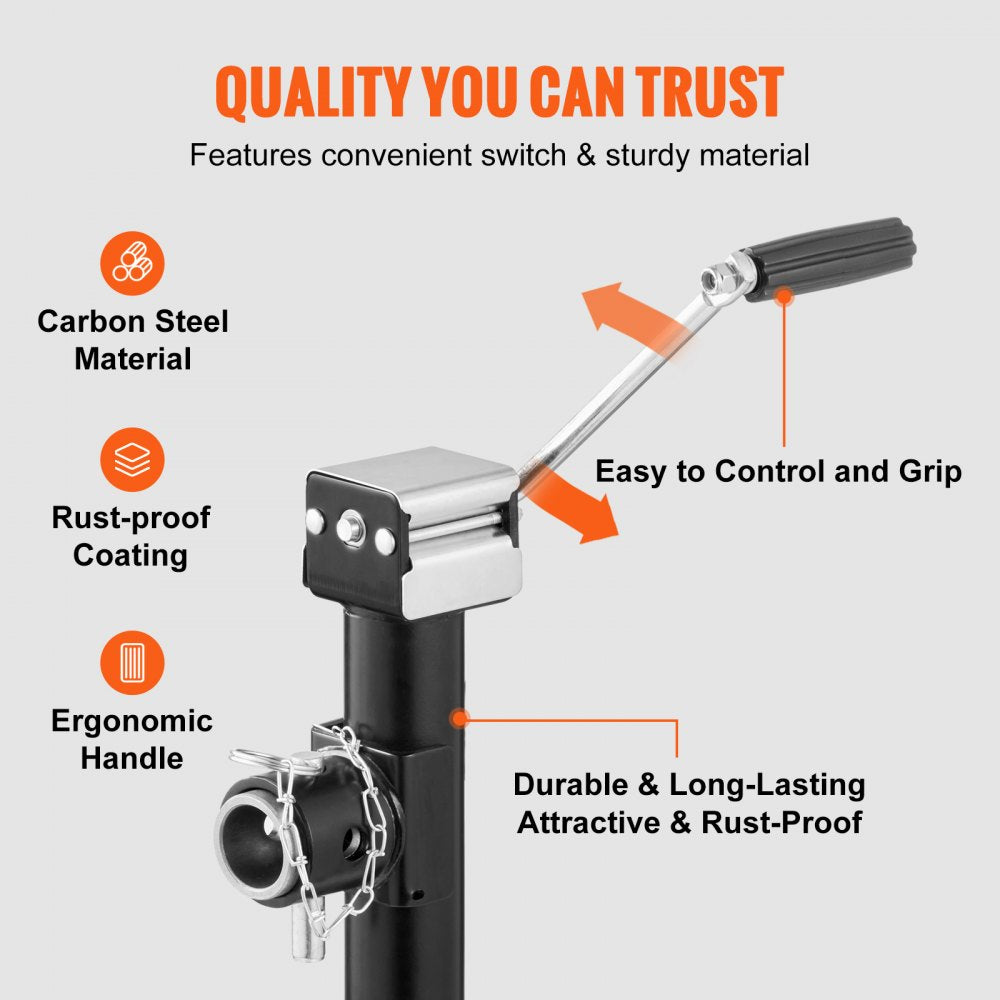 TJP-5002S-B - Heavy-Duty Carbon Steel Trailer Jack, 5000 lb Capacity