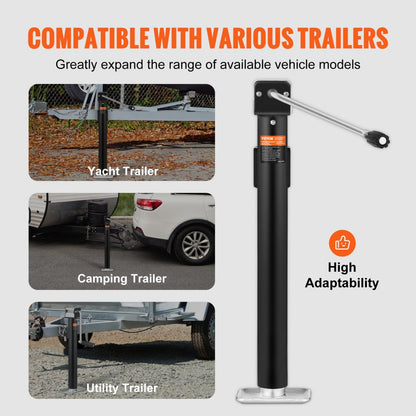 TJP-5002S-B - Heavy-Duty Carbon Steel Trailer Jack, 5000 lb Capacity