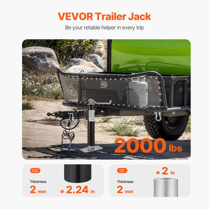 R20TSR - Heavy-Duty 2000 lbs Trailer Jack with 10" Travel & Rust-Proof Coating