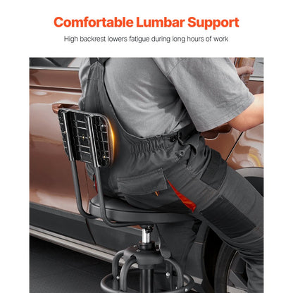 XF8W201 - Adjustable 40.6-44.9" Heavy-Duty Garage Stool with Backrest