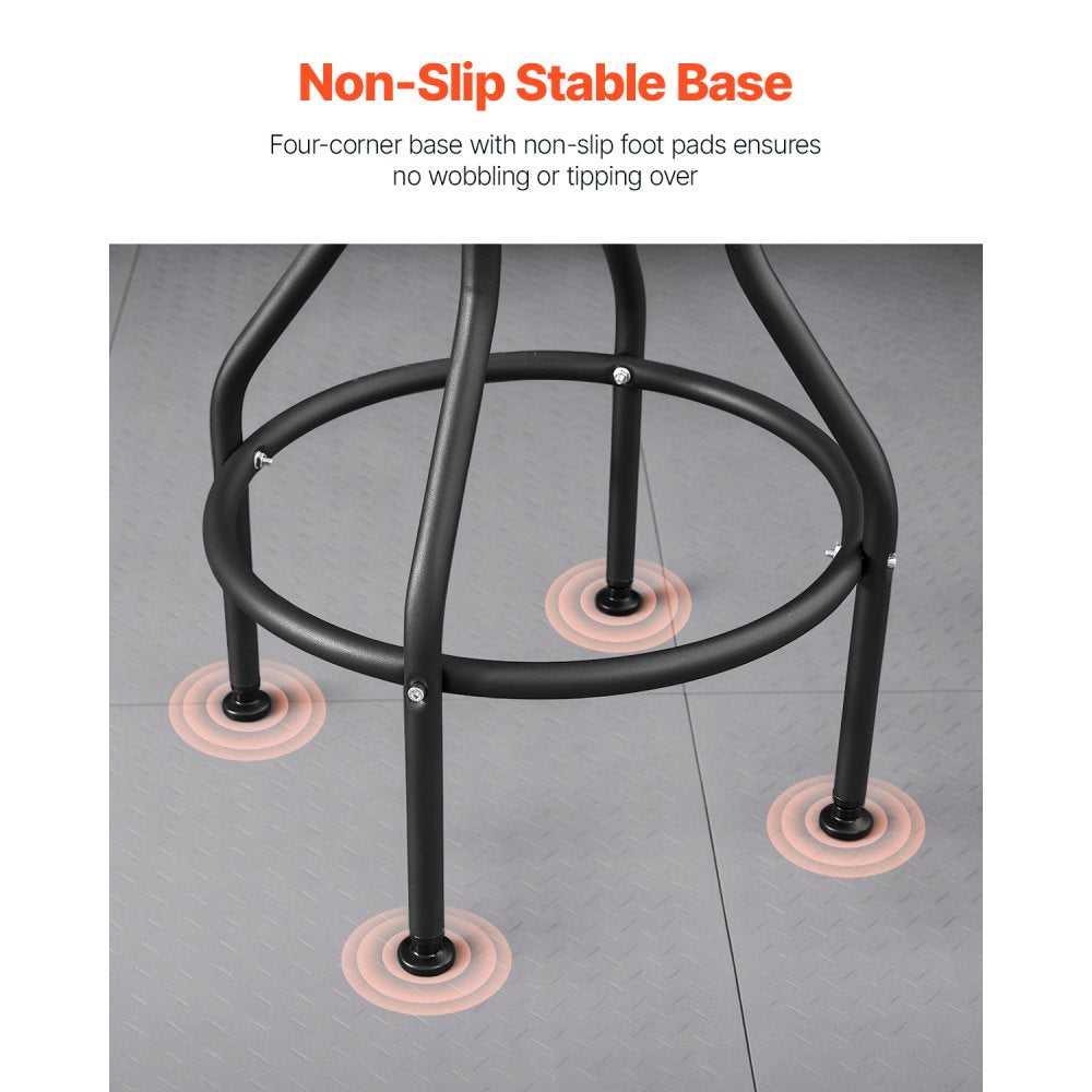 XF8W201 - Adjustable 40.6-44.9" Heavy-Duty Garage Stool with Backrest