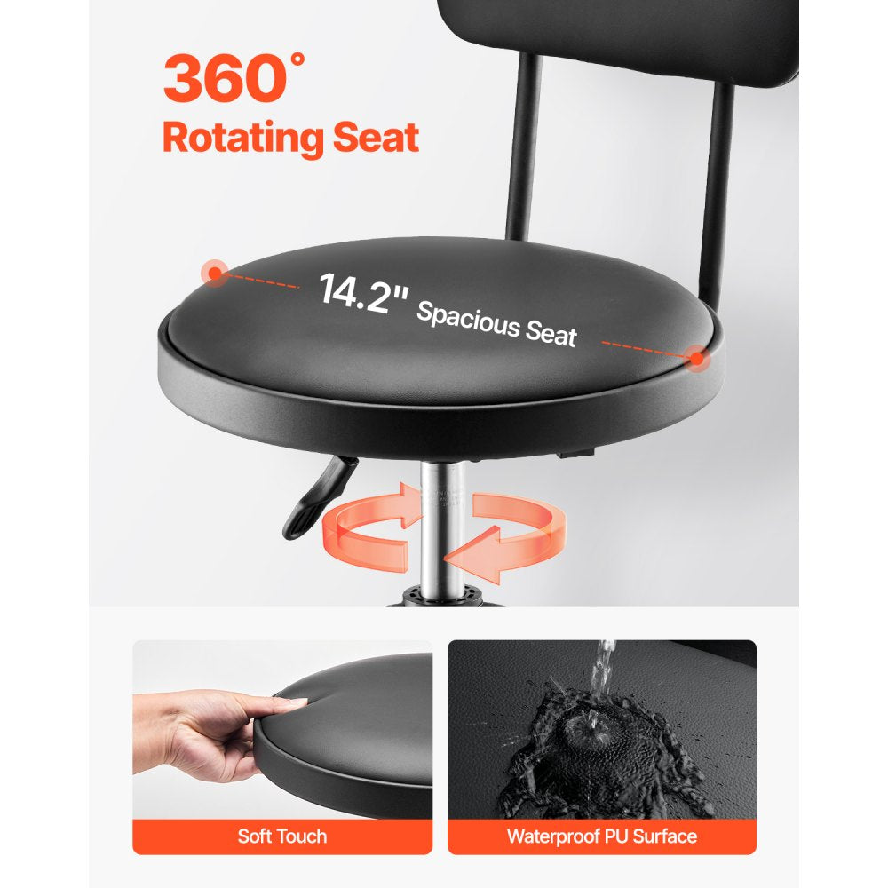 XF8W201 - Adjustable 40.6-44.9" Heavy-Duty Garage Stool with Backrest