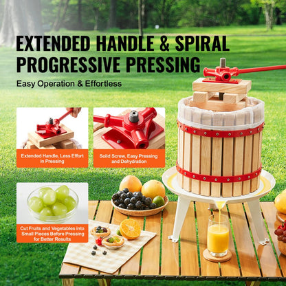 LD-BP12 - 3.2 Gal Beech Wood Manual Fruit & Wine Press