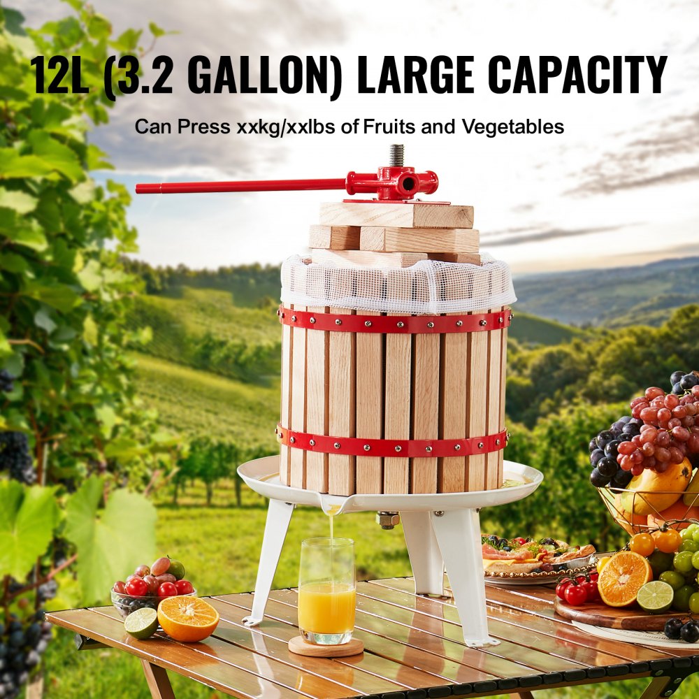 LD-BP12 - 3.2 Gal Beech Wood Manual Fruit & Wine Press