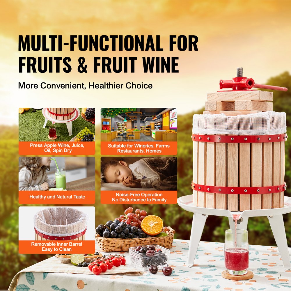 LD-BP12 - 3.2 Gal Beech Wood Manual Fruit & Wine Press