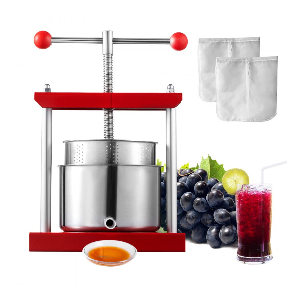 SFP-3L - 3L Stainless Steel Fruit Wine Press with Easy T-Handle Operation