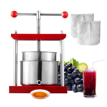 SFP-3L - 3L Stainless Steel Fruit Wine Press with Easy T-Handle Operation