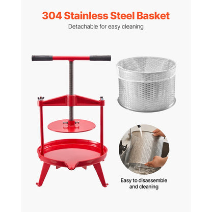 LD-BP0902 - 9L Stainless Steel Wine Press with Large Presser Plate