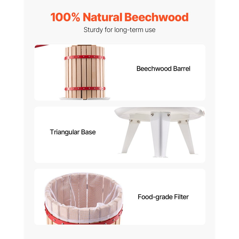 LD-BP18 - 18L Wood Fruit Wine Press with Enhanced Pressure Block