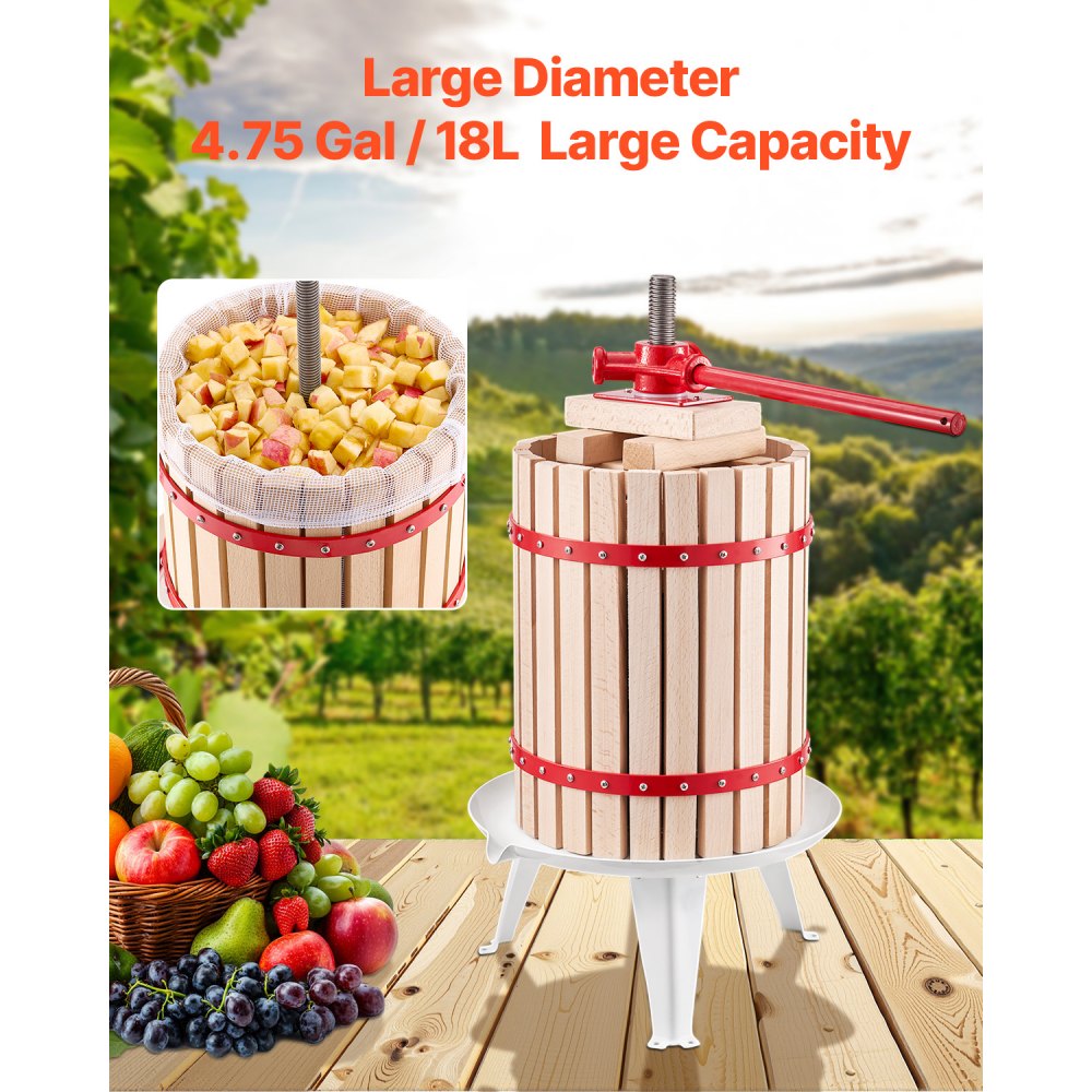 LD-BP18 - 18L Wood Fruit Wine Press with Enhanced Pressure Block
