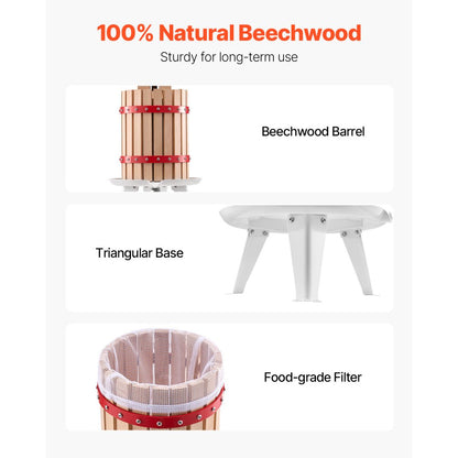 LD-BP6 - 1.6 Gal Manual Fruit Wine Press with Enhanced Juice Extraction