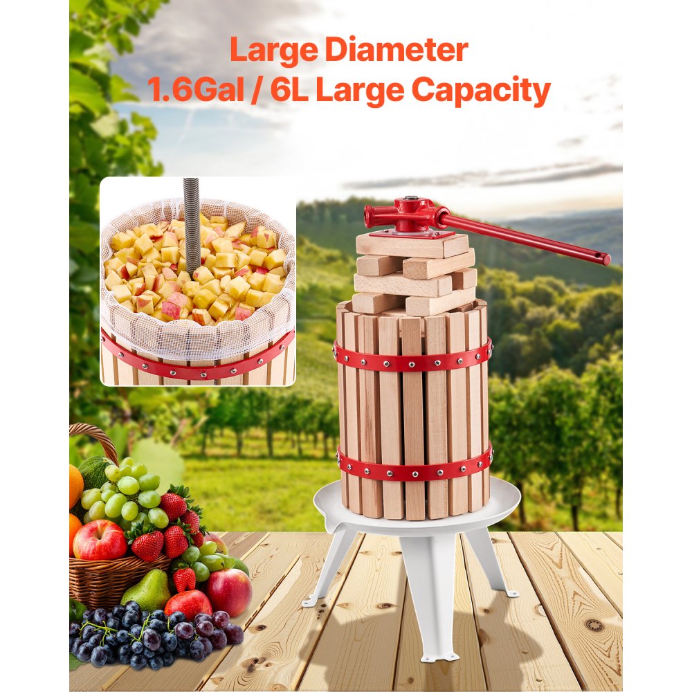 LD-BP6 - 1.6 Gal Manual Fruit Wine Press with Enhanced Juice Extraction