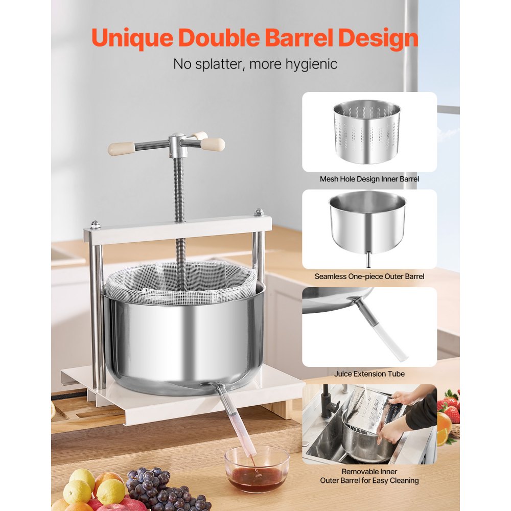 LD-SS12 - 12L Stainless Steel Fruit Wine Press for Juicing & More