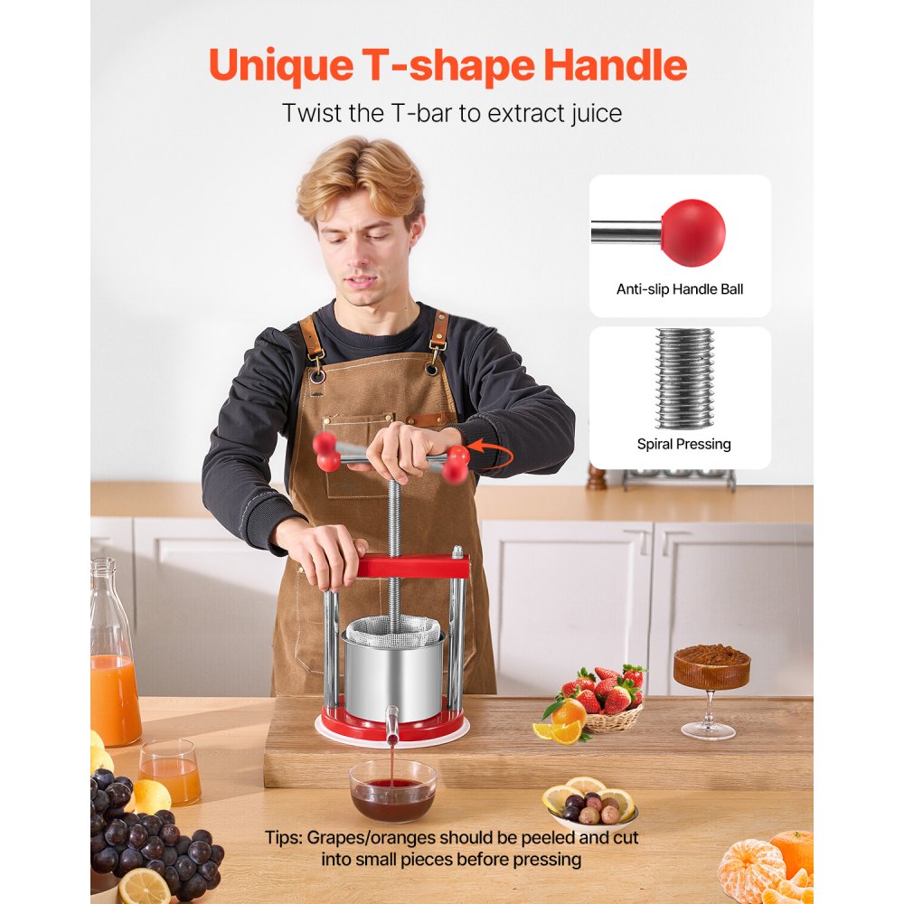 FP1.5-S - 1.65L Stainless Steel Manual Fruit Wine & Juice Press