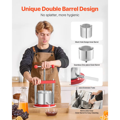FP1.5-S - 1.65L Stainless Steel Manual Fruit Wine & Juice Press