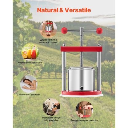 FP1.5-S - 1.65L Stainless Steel Manual Fruit Wine & Juice Press