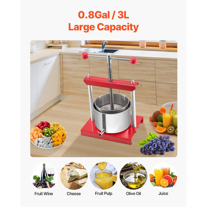SFP-3L - 3L Stainless Steel Fruit Wine Press for Efficient Juice Extraction