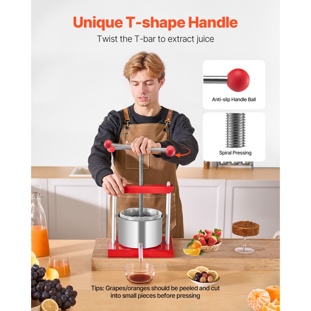 SFP-3L - 3L Stainless Steel Fruit Wine Press for Efficient Juice Extraction