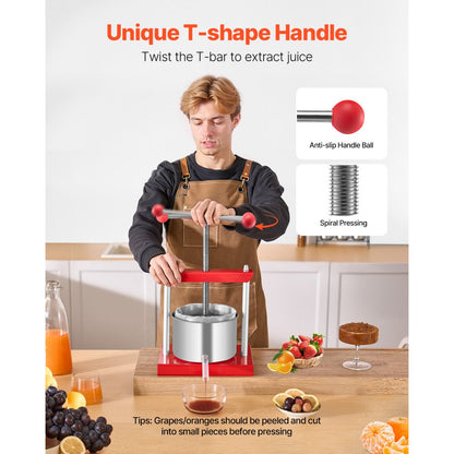 SFP-3L - 3L Stainless Steel Fruit Wine Press for Efficient Juice Extraction