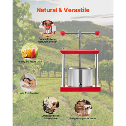 SFP-3L - 3L Stainless Steel Fruit Wine Press for Efficient Juice Extraction