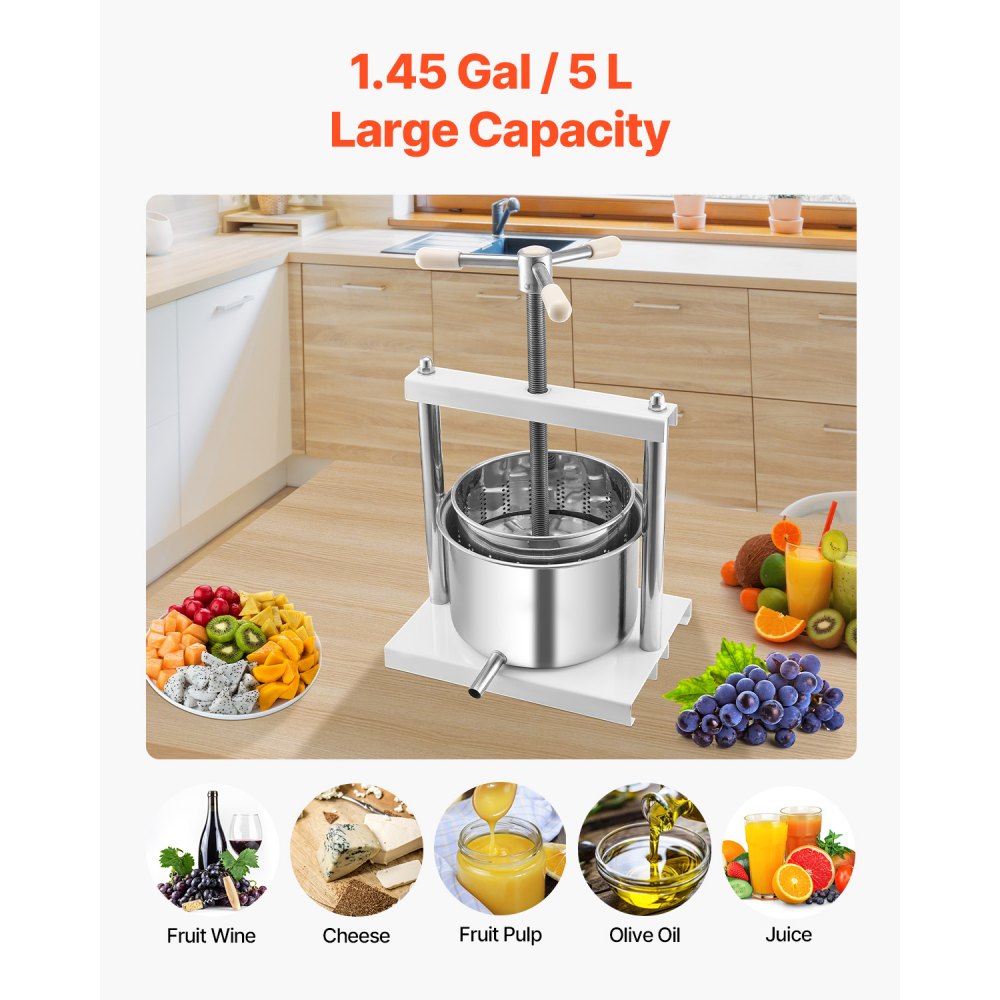 LD-SS5 - 5L Stainless Steel Wine Press for Efficient Juice Extraction