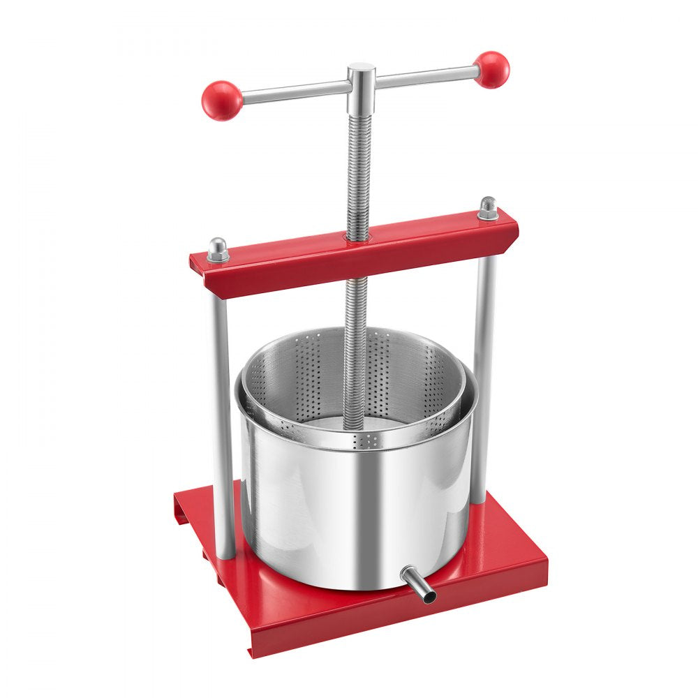SFP-6L - 1.6 Gal Stainless Steel Manual Wine Press with Non-Slip Handle