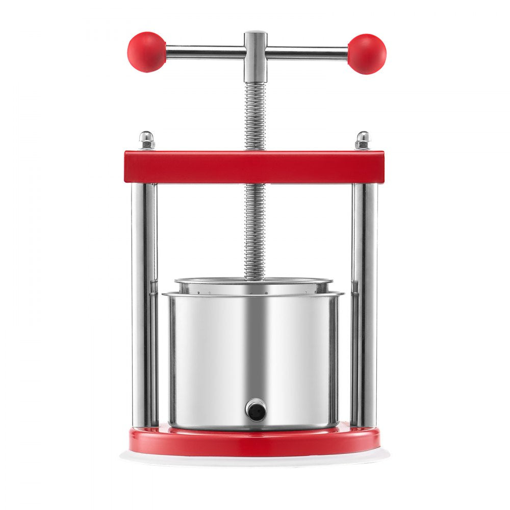 SFP-6L - 1.6 Gal Stainless Steel Manual Wine Press with Non-Slip Handle