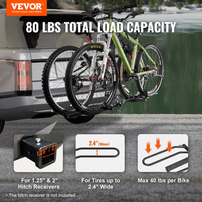 RC-1803J 2-Bike Hitch Rack for Stable Transport of E-Bikes